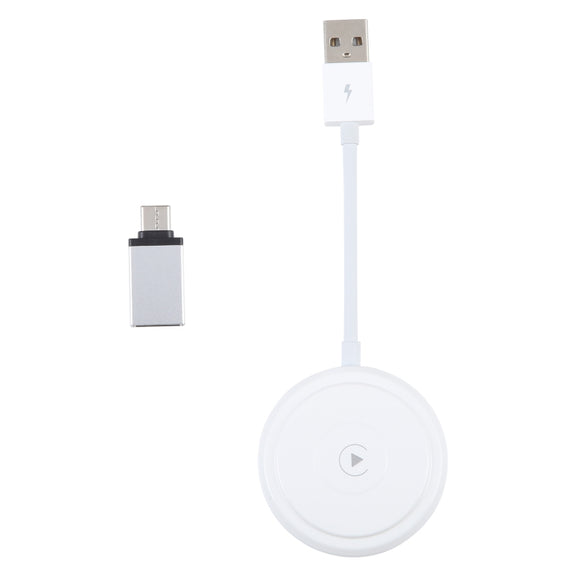 USB + USB-C / Type-C Wired to Wireless Carplay Adapter for iPhone(White)