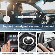 USB + USB-C / Type-C Wired to Wireless Carplay Adapter for iPhone(White)