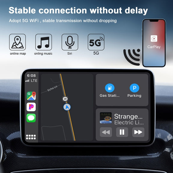 USB + USB-C / Type-C Wired to Wireless Carplay Adapter for iPhone(White)