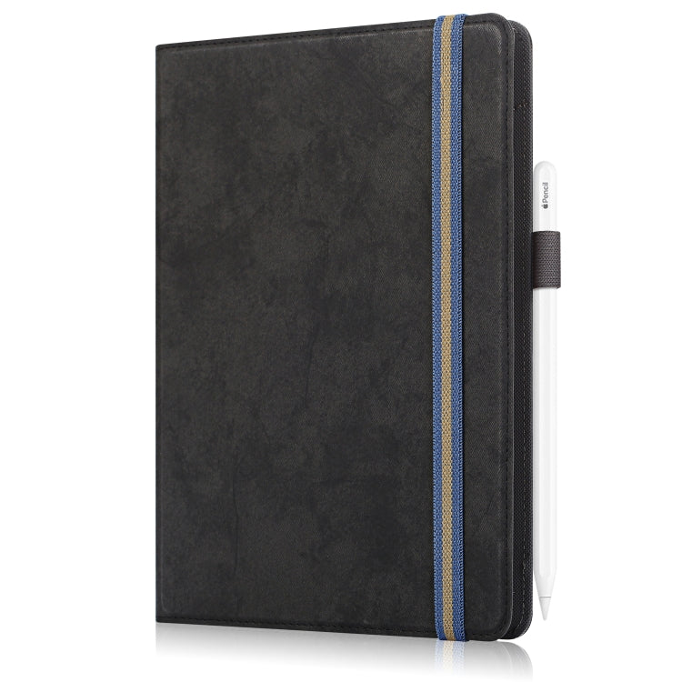 For 9-11 inch Marble Cloth Texture Horizontal Flip Universal Tablet PC Leather Case with Pen Slot & Holder(Black)