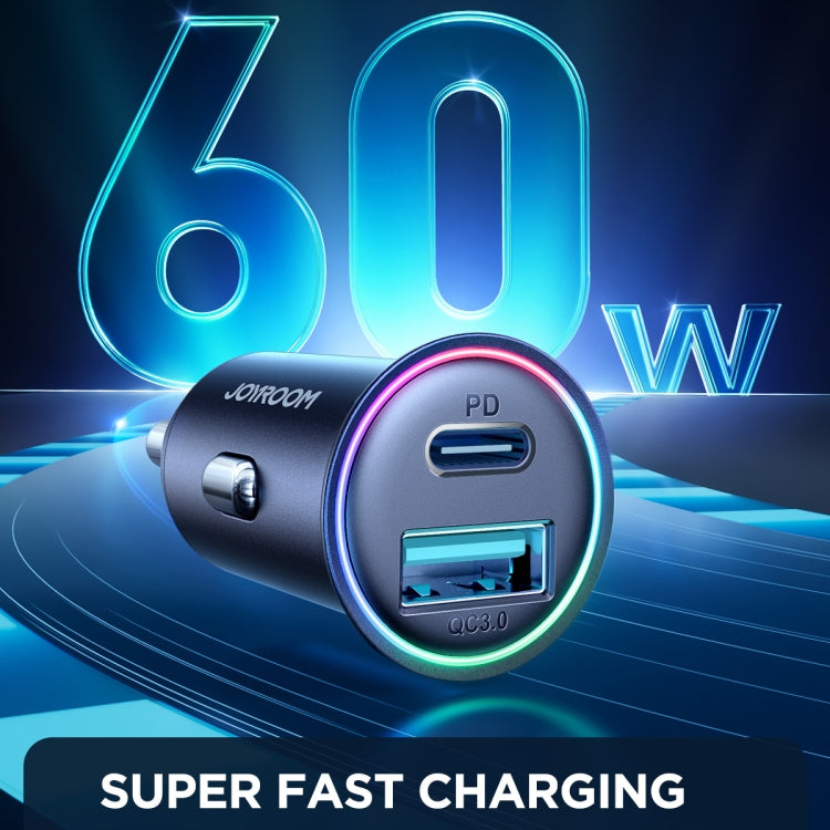 JOYROOM JR-CCN04 60W PD+QC3.0 Mini Metal Car Charger(Black) - Car Charger by JOYROOM | Online Shopping South Africa | PMC TechLife