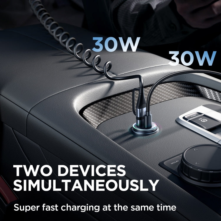 JOYROOM JR-CCN04 60W PD+QC3.0 Mini Metal Car Charger(Black) - Car Charger by JOYROOM | Online Shopping South Africa | PMC TechLife
