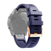 Compatible with Garmin Epix Pro 42mm Rose Gold Buckle Silicone Watch Band(Dark Blue)