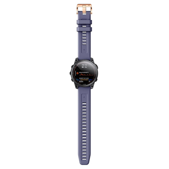Compatible with Garmin Epix Pro 42mm Rose Gold Buckle Silicone Watch Band(Dark Blue)