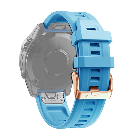 Compatible with Garmin Epix Pro 42mm Rose Gold Buckle Silicone Watch Band(Sky Blue)