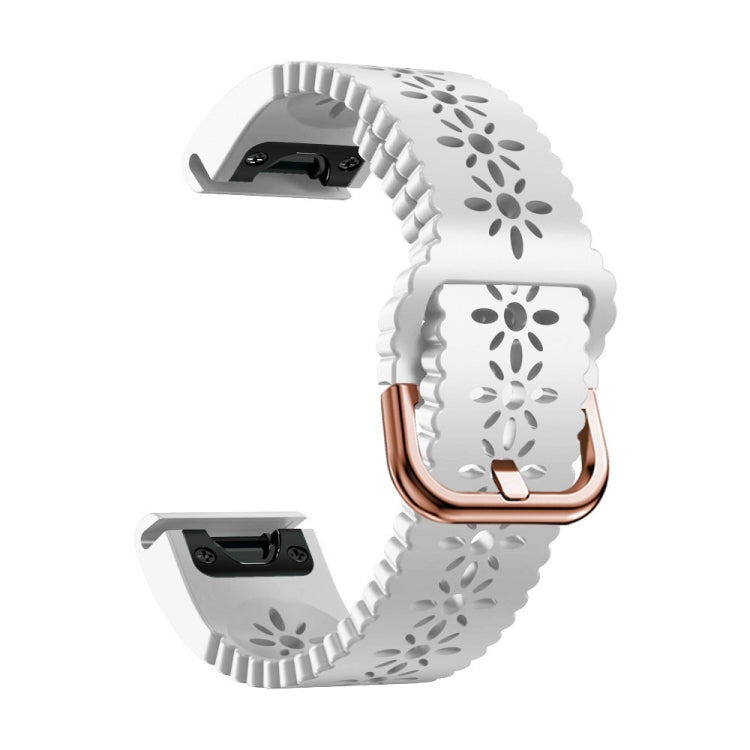 Compatible with Garmin Fenix 7S Pro 42mm Lady Lace Punch Silicone Watch Band(White) - Watch Bands by PMC TechLife | Online Shopping South Africa | PMC TechLife | Buy Now Pay Later Mobicred