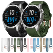 Compatible with Garmin Fenix 7S Pro 42mm Lady Lace Punch Silicone Watch Band(Khaki)