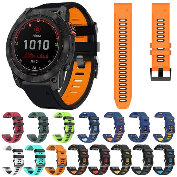 Compatible with Garmin Instinct 2X Solar Sports Two-Color Silicone Watch Band(Black+Grey)