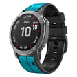 Compatible with Garmin Fenix 7 Pro 47mm Sports Two-Color Silicone Watch Band(Sky Blue+Black) - free shipping - PMC TechLife - Order now!