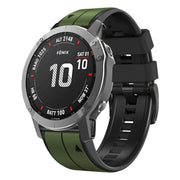 Compatible with Garmin Instinct 2X Solar Sports Two-Color Silicone Watch Band(Army Green+Black)