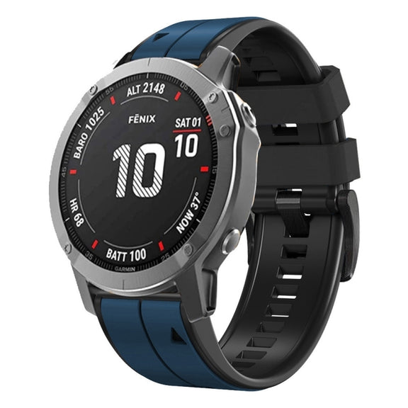 Compatible with Garmin Epix Pro 51mm Sports Two-Color Silicone Watch Band(Dark Blue+Black)
