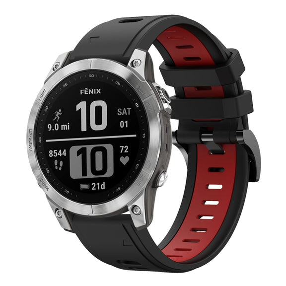 Compatible with Garmin Instinct 2 Solar Sports Two-Color Silicone Watch Band(Black+Red)