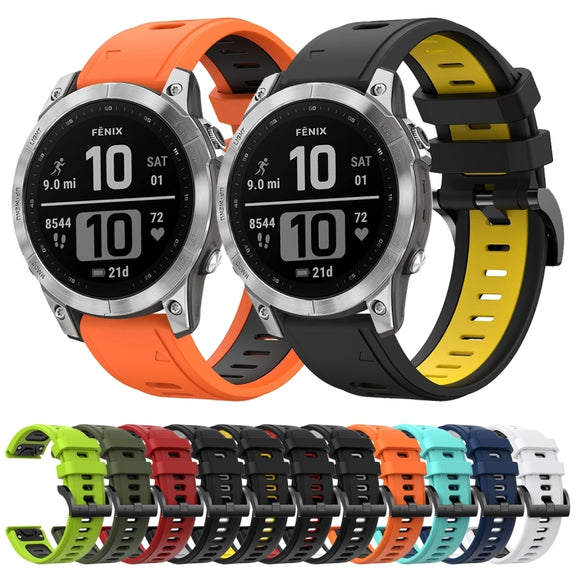 Compatible with Garmin Instinct 2 Solar Sports Two-Color Silicone Watch Band(Black+Red)