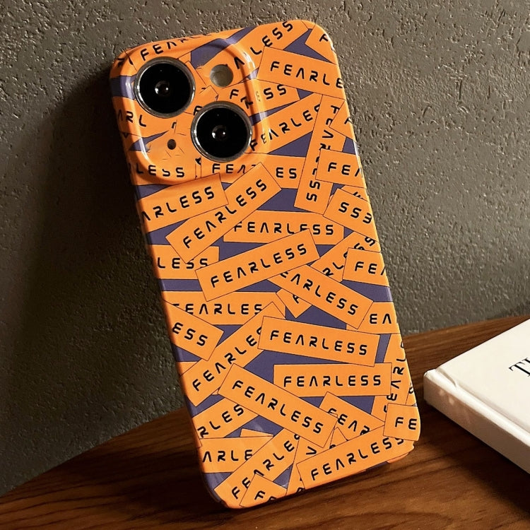 For iPhone 14 Painted Pattern Precise Hole PC Phone Case(Orange Label)