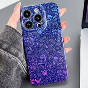 For iPhone 14 Pro Max Painted Pattern Precise Hole PC Phone Case(Red Blue Graffiti)
