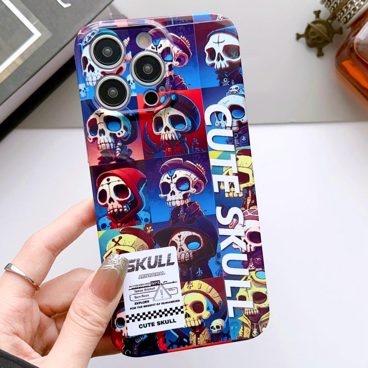 For iPhone 13 Pro Max Painted Pattern Precise Hole PC Phone Case(Cute Skull)