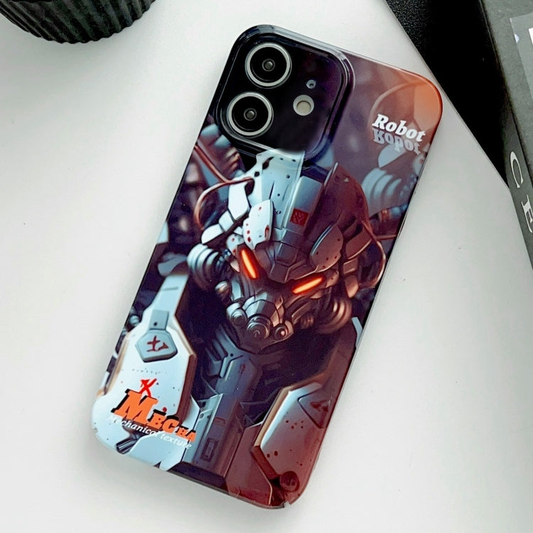 For iPhone 12 Painted Pattern Precise Hole PC Phone Case(Orange Robot) - iPhone 12 / 12 Pro Cases by PMC TechLife | Online Shopping South Africa | PMC TechLife