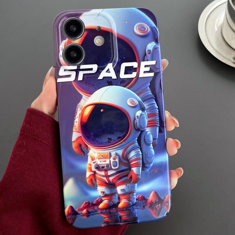 For iPhone 12 Painted Pattern Precise Hole PC Phone Case(Orange White Astronaut) - iPhone 12 / 12 Pro Cases by PMC TechLife | Online Shopping South Africa | PMC TechLife