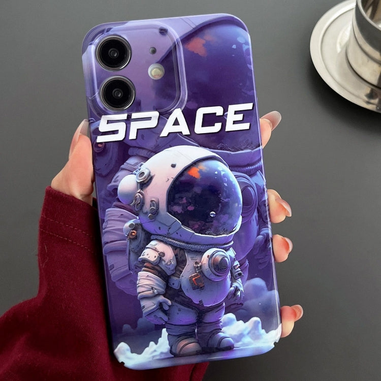 For iPhone 12 Painted Pattern Precise Hole PC Phone Case(Purple Astronaut) - iPhone 12 / 12 Pro Cases by PMC TechLife | Online Shopping South Africa | PMC TechLife