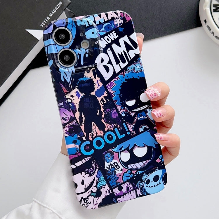 For iPhone 12 Painted Pattern Precise Hole PC Phone Case(Purple Comics) - iPhone 12 / 12 Pro Cases by PMC TechLife | Online Shopping South Africa | PMC TechLife