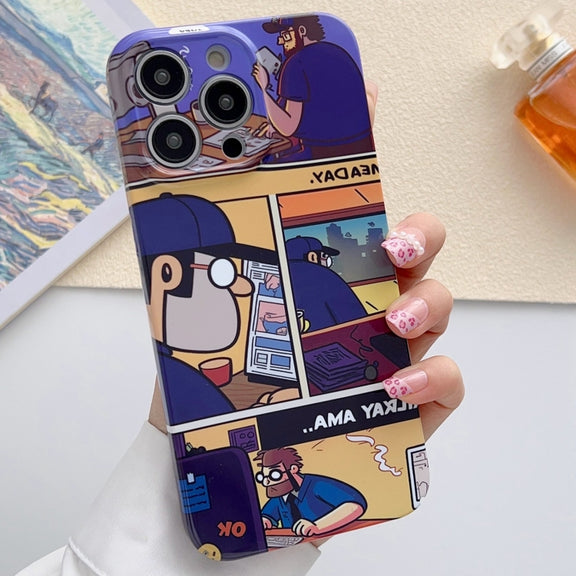 For iPhone 11 Pro Max Painted Pattern Precise Hole PC Phone Case(Working Comics)