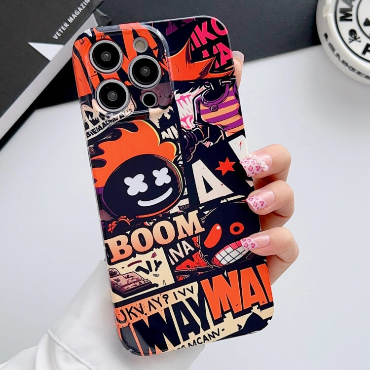 For iPhone 11 Pro Max Painted Pattern Precise Hole PC Phone Case(Orange Comics) - iPhone 11 Pro Max Cases by PMC TechLife | Online Shopping South Africa | PMC TechLife