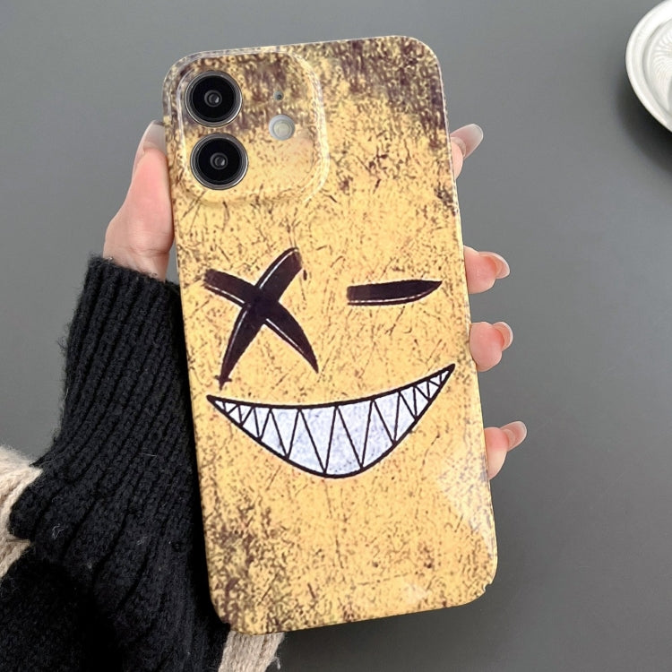 For iPhone 11 Painted Pattern Precise Hole PC Phone Case(Yellow Background Smiling) - iPhone 11 Cases by PMC TechLife | Online Shopping South Africa | PMC TechLife