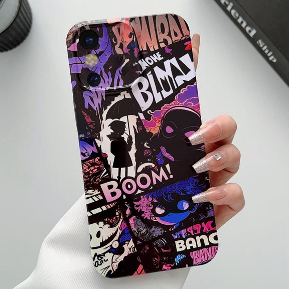For iPhone X / XS Painted Pattern Precise Hole PC Phone Case(Comics Umbrella Boy)