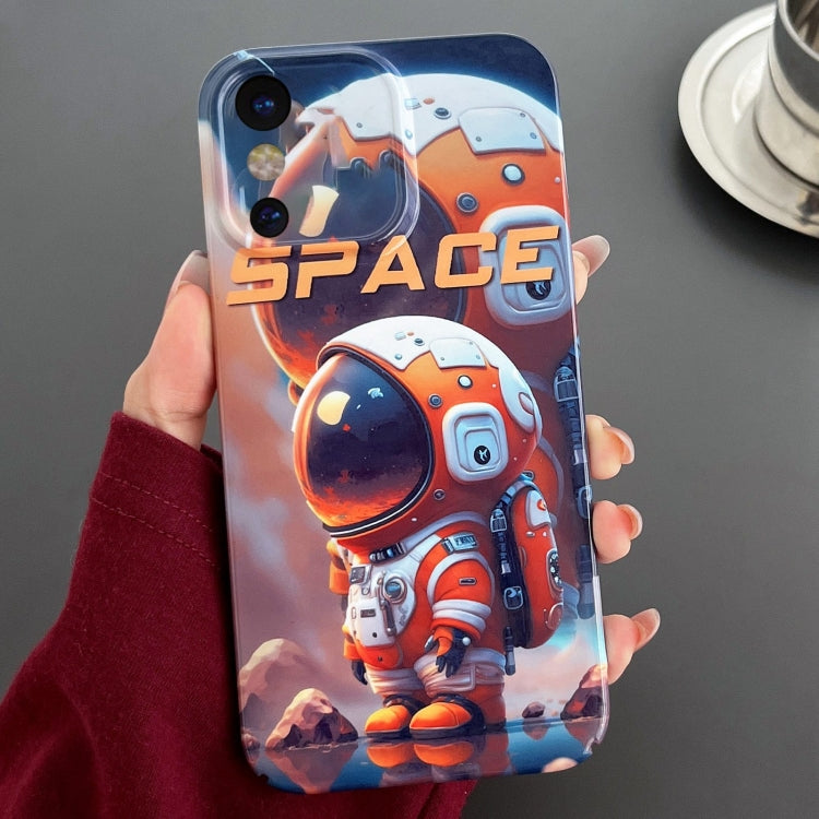 For iPhone X / XS Painted Pattern Precise Hole PC Phone Case(Orange Astronaut) - More iPhone Cases by PMC TechLife | Online Shopping South Africa | PMC TechLife