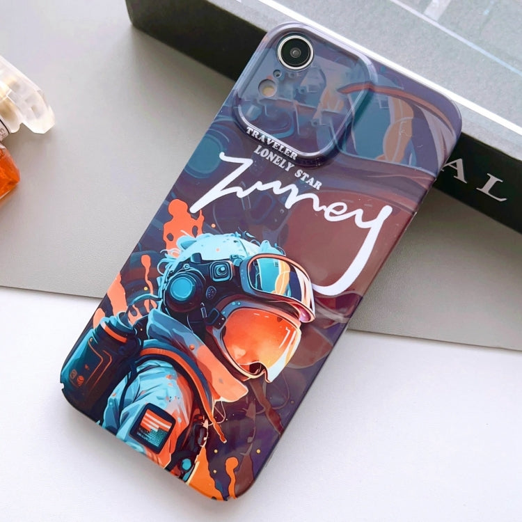 For iPhone XR Painted Pattern Precise Hole PC Phone Case(Orange Paint Astronaut) - More iPhone Cases by PMC TechLife | Online Shopping South Africa | PMC TechLife