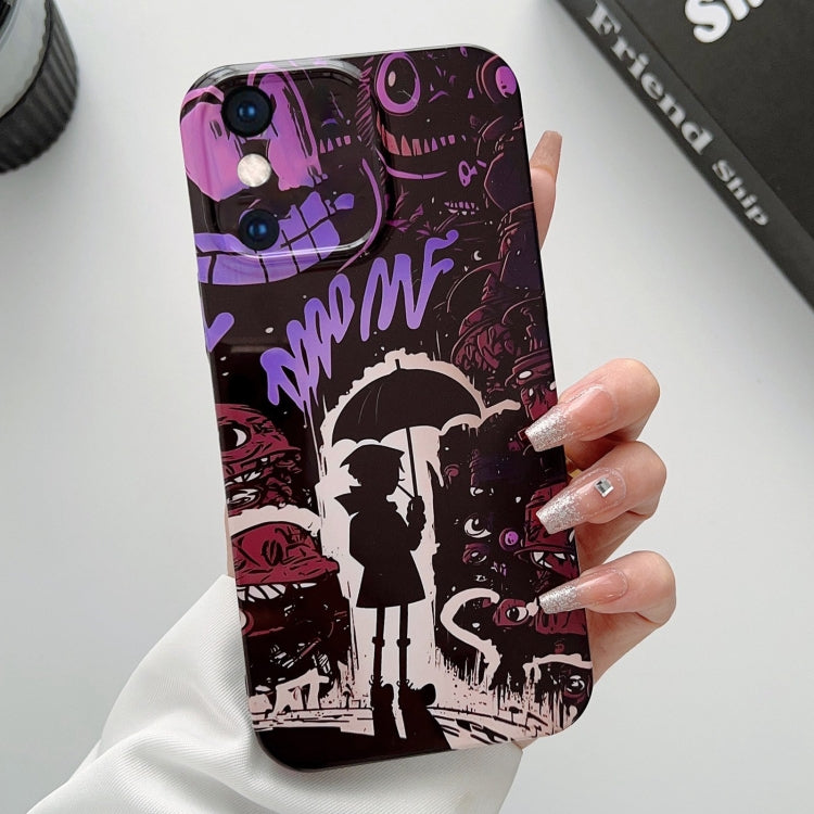 For iPhone XS Max Painted Pattern Precise Hole PC Phone Case(Black Purple Umbrella Boy) - More iPhone Cases by PMC TechLife | Online Shopping South Africa | PMC TechLife