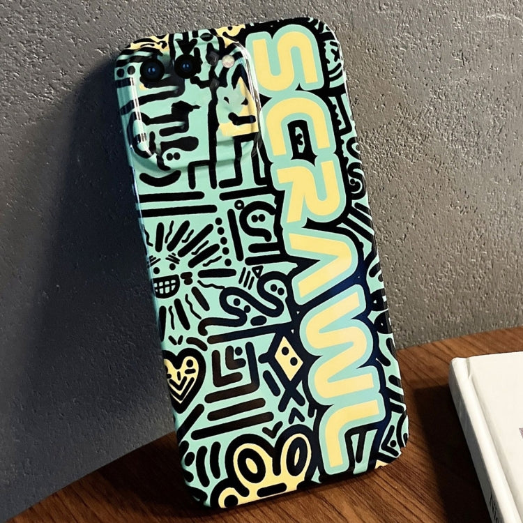 For iPhone 8 Plus / 7 Plus Painted Pattern Precise Hole PC Phone Case(Green SCR)