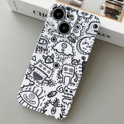 For iPhone 15 Painted Pattern Precise Hole PC Phone Case(Block Monster)