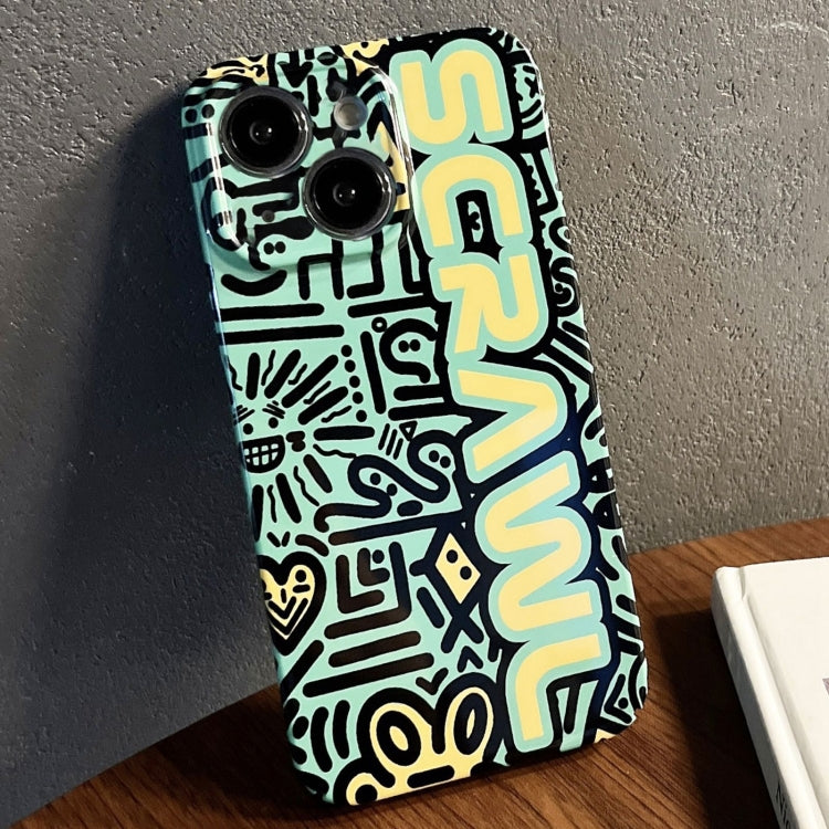 For iPhone 15 Painted Pattern Precise Hole PC Phone Case(Green SCR) - iPhone 15 Cases by PMC TechLife | Online Shopping South Africa | PMC TechLife