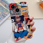 For iPhone 15 Plus Painted Pattern Precise Hole PC Phone Case(Vacationer)