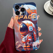 For iPhone 15 Pro Painted Pattern Precise Hole PC Phone Case(Orange Astronaut)