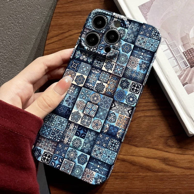 For iPhone 15 Pro Max Painted Pattern Precise Hole PC Phone Case(Green Plaid) - iPhone 15 Pro Max Cases by PMC TechLife | Online Shopping South Africa | PMC TechLife