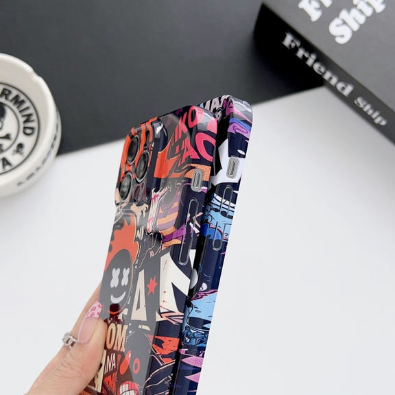 For iPhone 15 Pro Painted Pattern Precise Hole PC Phone Case(Orange Paint Astronaut)