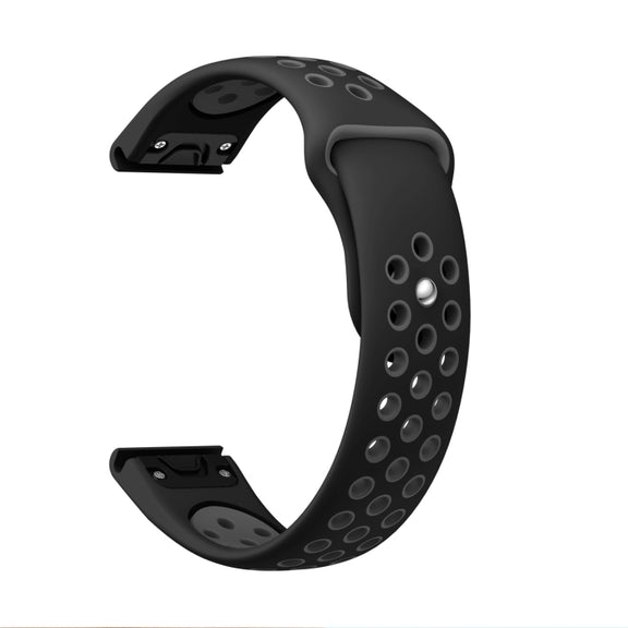 Compatible with Garmin Epix Pro 47mm Sports Breathable Silicone Watch Band(Black+Grey)