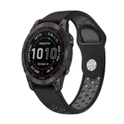 Compatible with Garmin Fenix 7 Pro 47mm Sports Breathable Silicone Watch Band(Black+Grey)