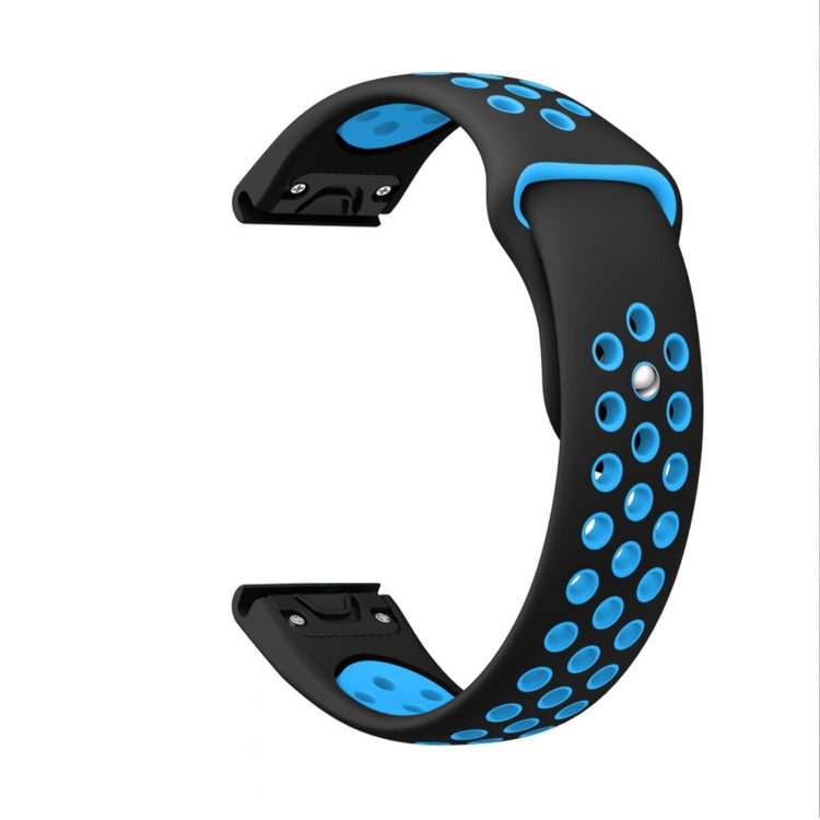 Compatible with Garmin Fenix 7 Pro 47mm Sports Breathable Silicone Watch Band(Black+Blue) - free shipping - PMC TechLife - Order now!