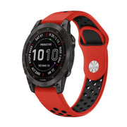 Compatible with Garmin Fenix 7 Pro 47mm Sports Breathable Silicone Watch Band(Red+Black)