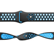 Compatible with Garmin Fenix 7 Pro 47mm Sports Breathable Silicone Watch Band(Black+Blue)