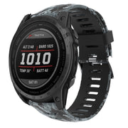 Compatible with Garmin Enduro 2 Camouflage Printed Silicone Watch Band(Black+Digital Camouflage)
