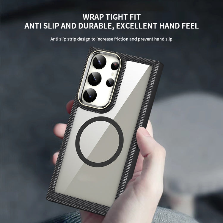 For Samsung Galaxy S23 5G MagSafe Carbon Fiber Transparent Back Panel Phone Case(Purple) - Galaxy S23 5G Cases by PMC TechLife | Online Shopping South Africa | PMC TechLife