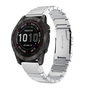 Compatible with Garmin Fenix 7 Pro 51mm Tortoise Shell Stainless Steel Watch Band(Sliver)