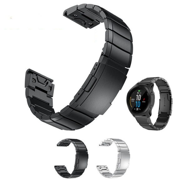Compatible with Garmin Fenix 7 Pro 51mm Tortoise Shell Stainless Steel Watch Band(Sliver)