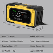 FOXSUR FBC1206E 6A 12V Car / Motorcycle Smart Battery Charger(EU Plug)