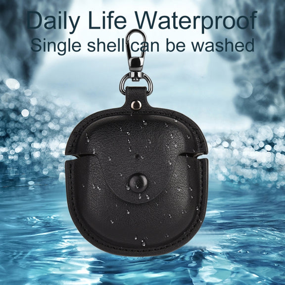 For Bose QuietComfort Earbuds II Leather TWS Earphone Protective Case with Hook(Black)
