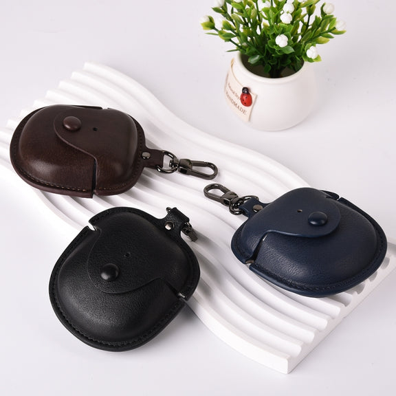 For Bose QuietComfort Earbuds II Leather TWS Earphone Protective Case with Hook(Black)